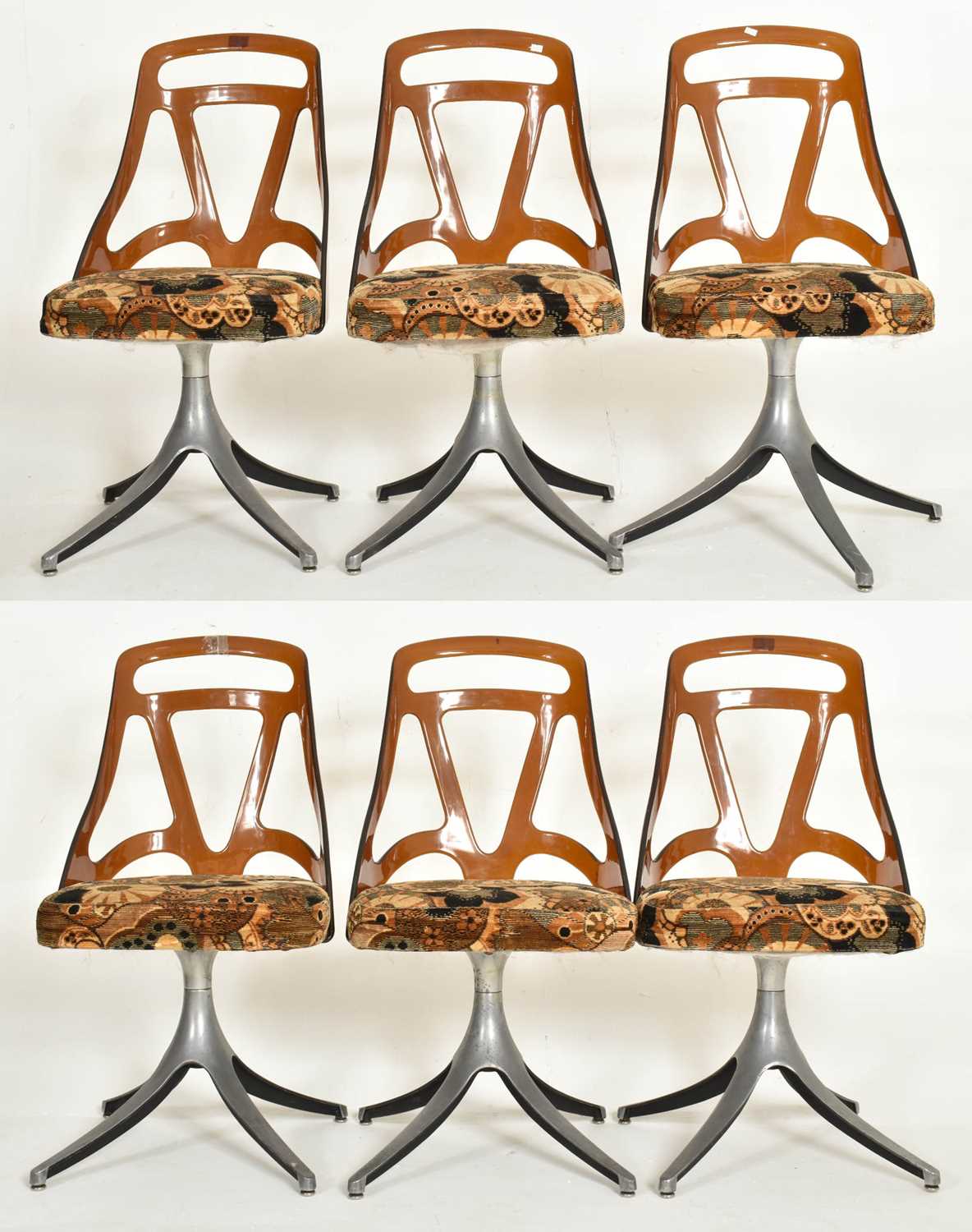 Lot 422 - GRAFTON, USA - SIX MID CENTURY METAL & ACRYLIC DINING CHAIRS