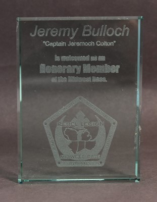 Lot 488 - ESTATE OF JEREMY BULLOCH - STAR WARS - HONORARY MEMBER AWARD