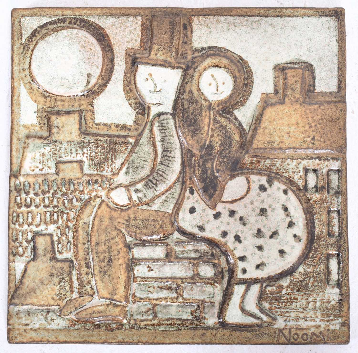 Lot 65 - NOOMI BACKHAUSEN - ROAD RELIEF - A DANISH STONEWARE WALL HANGING