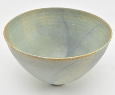 Lot 127 - ANNETTE FUCHS - PALE BLUE GLAZED STUDIO POTTERY STONEWARE BOWL