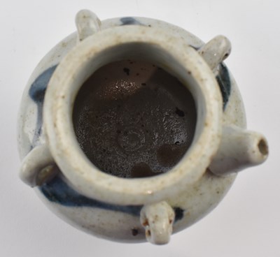 Lot 43 - MING DYNASTY BLUE AND WHITE WINE STONEWARE EWER 明 青花四系执壶