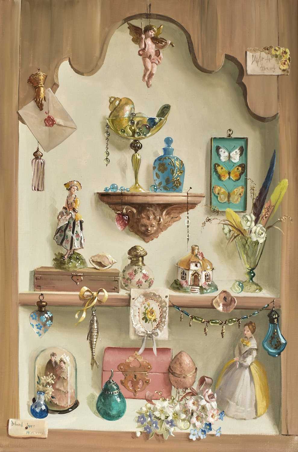 Lot 384 - DEBORAH JONES (1921-2012) - 1979 OIL ON CANVAS CABINET OF SOUVENIRS