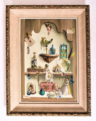 Lot 384 - DEBORAH JONES (1921-2012) - 1979 OIL ON CANVAS CABINET OF SOUVENIRS