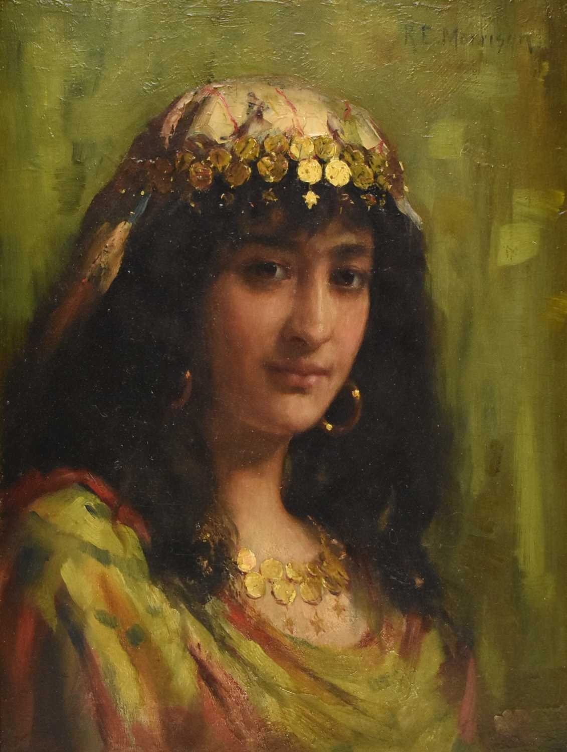 Lot 496 - ROBERT EDWARD MORRISON (1851-1924) - LA FAVORITA - OIL ON BOARD PORTRAIT