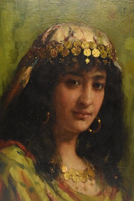 Lot 496 - ROBERT EDWARD MORRISON (1851-1924) - LA FAVORITA - OIL ON BOARD PORTRAIT