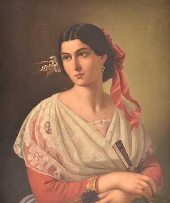Lot 458 - F. FLOSI (ITALIAN 19TH CENTURY) - OIL ON CANVAS PORTRAIT PAINTING