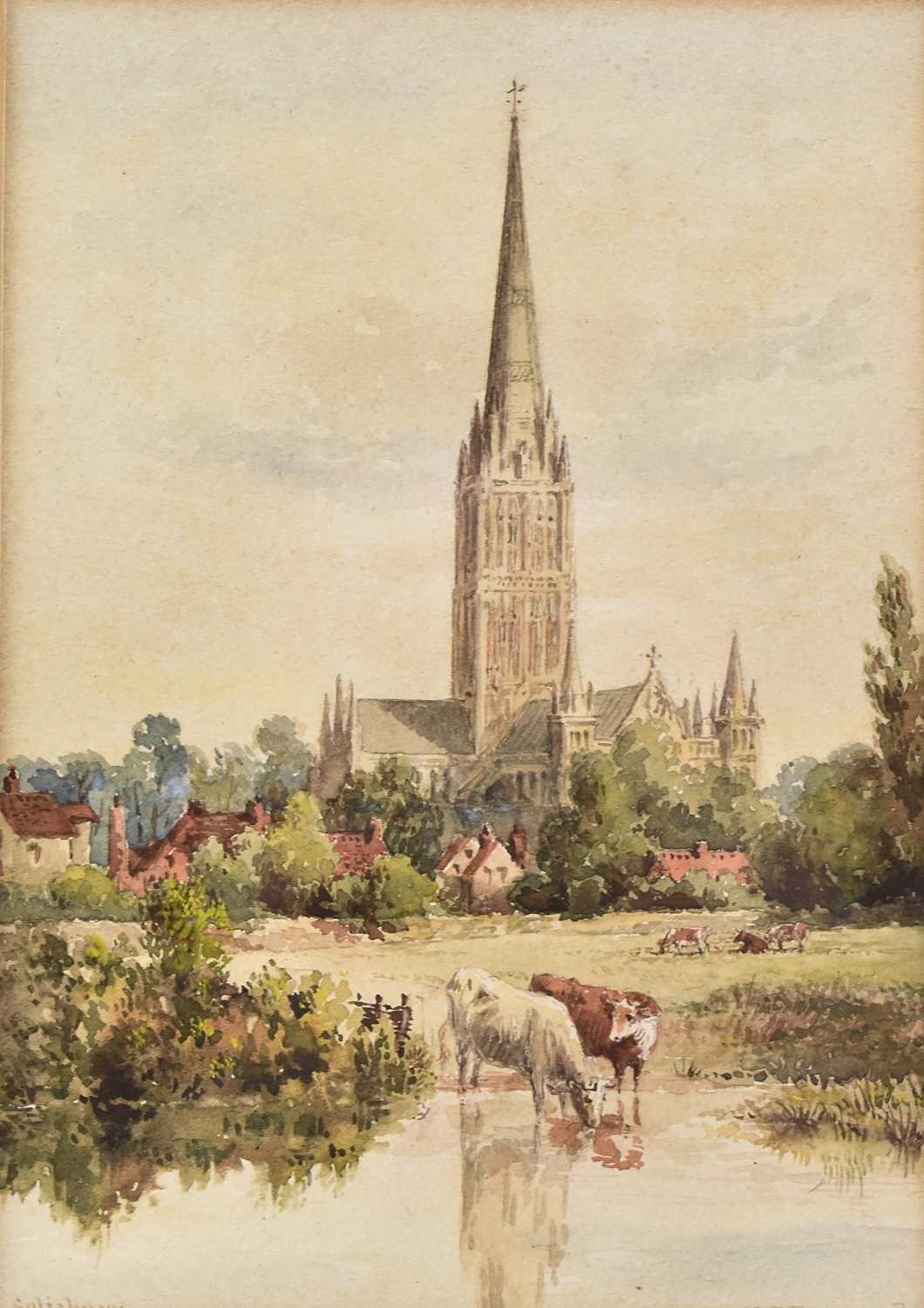 Lot 337 - FRANCIS PHILIP BARRAUD (1824-1901) - SALISBURY - WATERCOLOUR ON PAPER