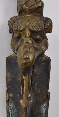 Lot 124 - 19TH CENTURY BRONZE PHURBA THREE DEITY HEADS 十九世纪普巴金剛杵