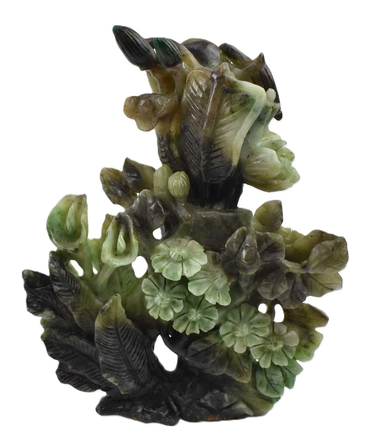 Lot 181 - CARVED JADE BOULDER WITH EIGHT TAOIST EMBLEMS 玉雕暗八仙