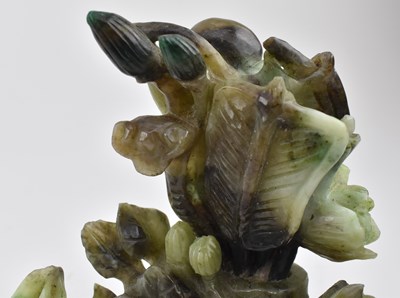 Lot 181 - CARVED JADE BOULDER WITH EIGHT TAOIST EMBLEMS 玉雕暗八仙