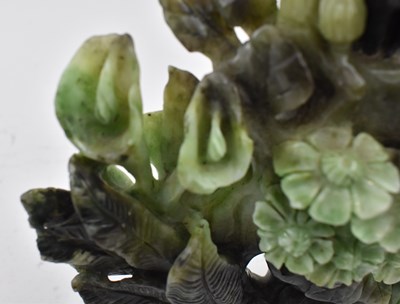Lot 181 - CARVED JADE BOULDER WITH EIGHT TAOIST EMBLEMS 玉雕暗八仙