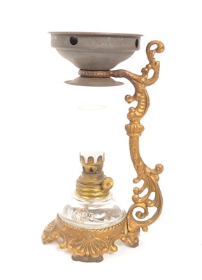 Lot 250 - VICTORIAN BRASS OIL LAMP CENSER