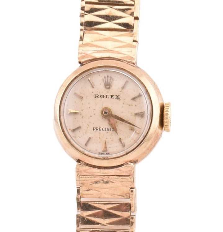 Lot 24 - LADIES 9CT GOLD ROLEX PRECISION WRISTWATCH