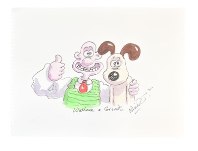 Lot 1 - AARDMAN ANIMATIONS - NICK PARK - ORIGINAL LARGE WALLACE & GROMIT WATERCOLOUR