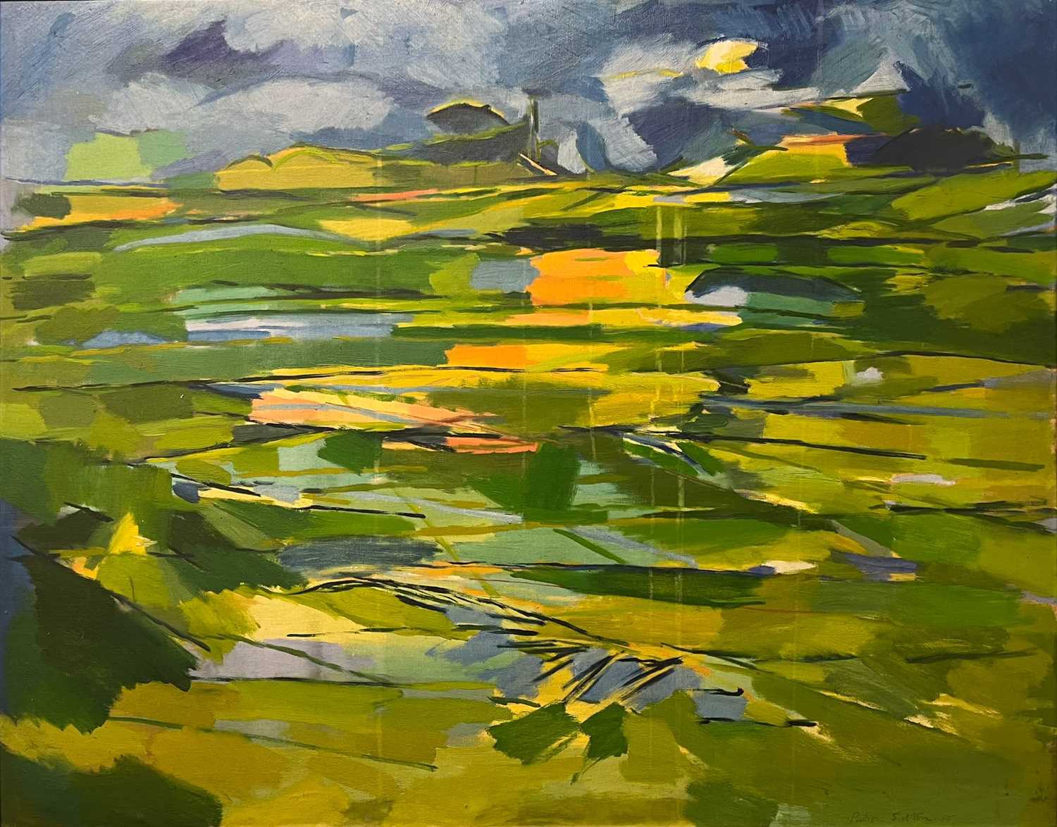 Lot 53 - PHILIP SUTTON (B. 1928) - 1955 OIL ON CANVAS LANDSCAPE PAINTING
