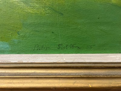 Lot 53 - PHILIP SUTTON (B. 1928) - 1955 OIL ON CANVAS LANDSCAPE PAINTING