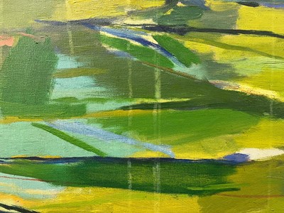 Lot 53 - PHILIP SUTTON (B. 1928) - 1955 OIL ON CANVAS LANDSCAPE PAINTING