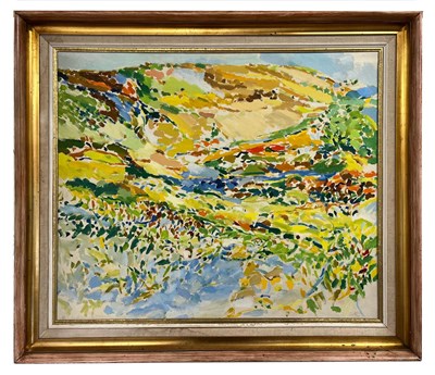Lot 420 - PHILIP SUTTON (B. 1928) - JUNE 1956 OIL ON CANVAS LANDSCAPE PAINTING
