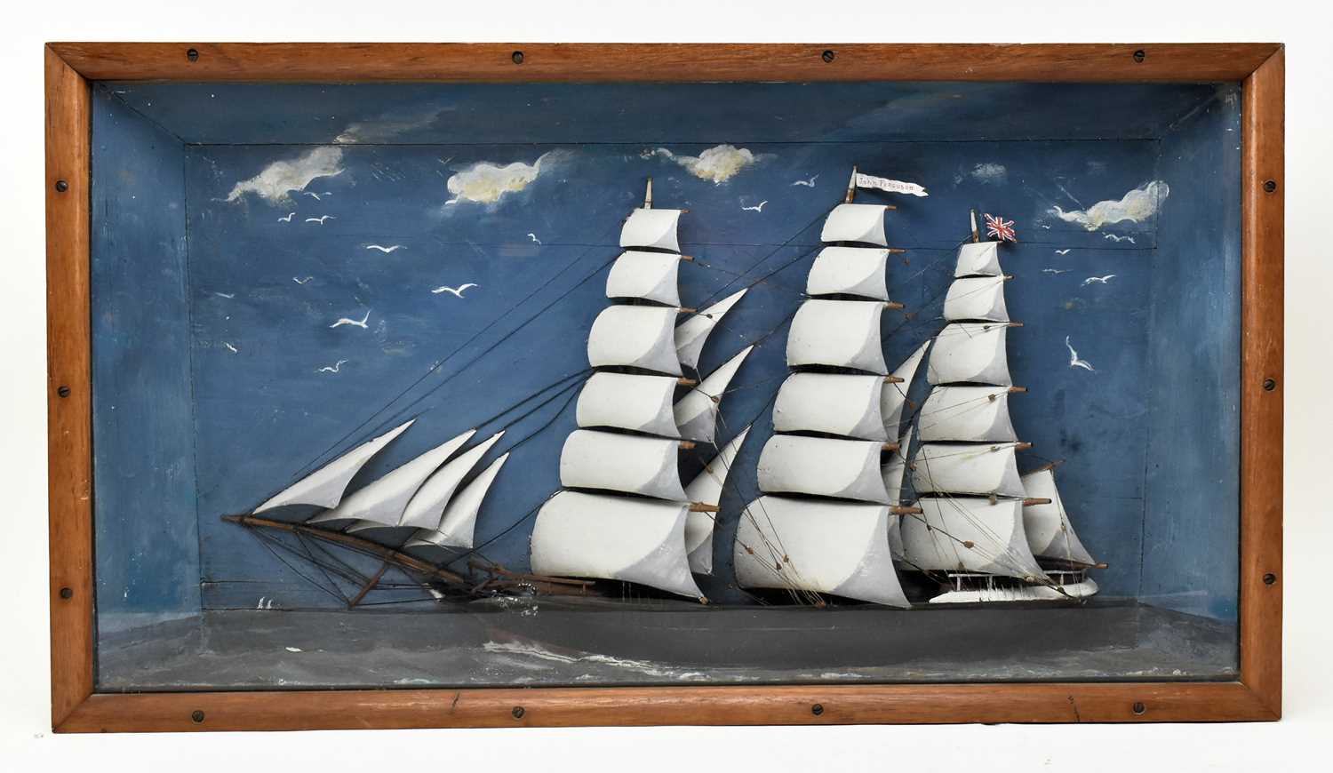 Lot 535 - VICTORIAN 19TH CENTURY CASED SAILOR-MADE HALF MODEL SHIP DIORAMA