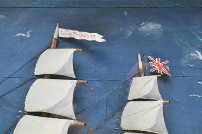 Lot 535 - VICTORIAN 19TH CENTURY CASED SAILOR-MADE HALF MODEL SHIP DIORAMA