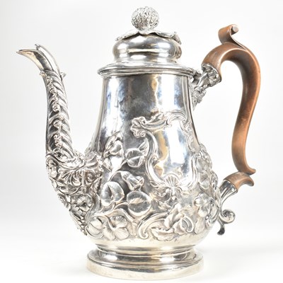 Lot 100 - VICTORIAN HALLMARKED SILVER COFFEE POT - HENRY WILKINSON & CO (JOHN BRASHIER)