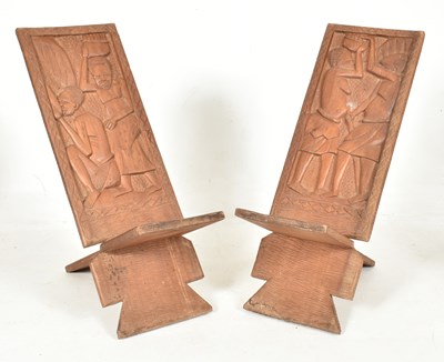 Lot 497 - PAIR OF 20TH CENTURY HARDWOOD TRIBAL BIRTHING CHAIRS