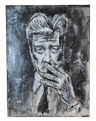 Lot 27 - RICHARD BAZLEY (B.1962) - 'DAVID LYNCH' - MIXED MEDIA PAINTING