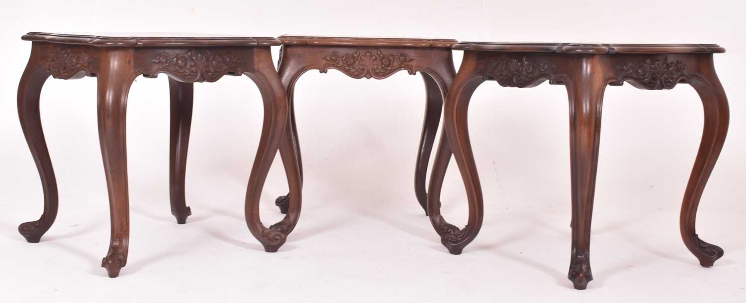 Lot 247 - HIGH VICTORIAN REVIVAL SET OF 3 MAHOGANY LOW OCCASIONAL TABLES