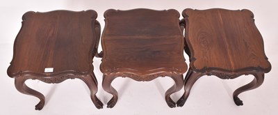 Lot 247 - HIGH VICTORIAN REVIVAL SET OF 3 MAHOGANY LOW OCCASIONAL TABLES