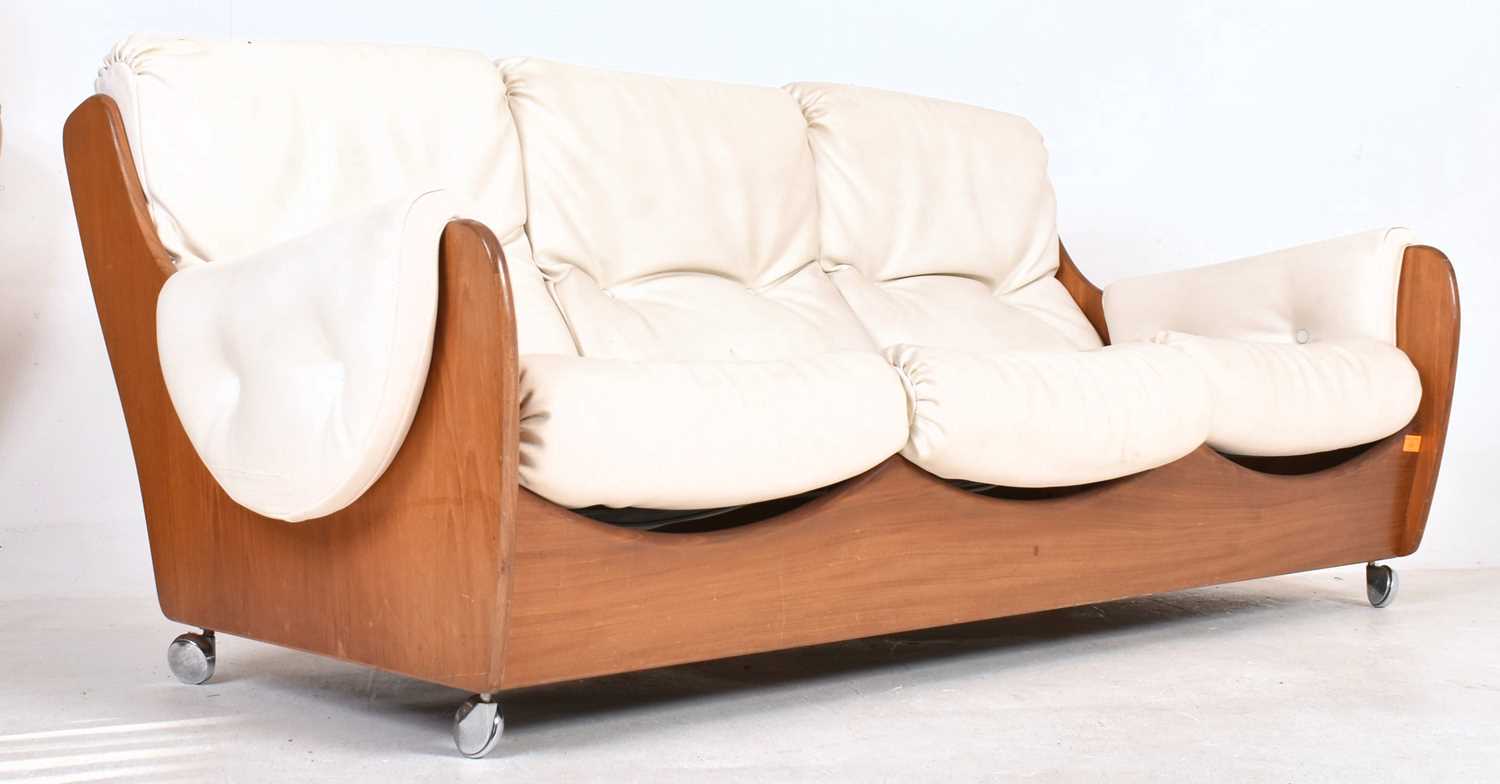 Lot 238 - WILKINS FOR G PLAN - TEAK FRAMED THREE SEATER SOFA