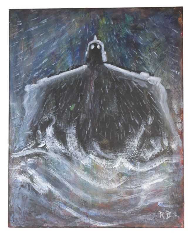Lot 150 - THE IRON GIANT - ORIGINAL PAINTING ON CANVAS BY RICHARD BAZLEY
