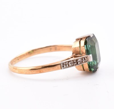 Lot 110 - ART DECO 18CT GOLD PLATINUM TOURMALINE & DIAMOND RING