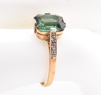 Lot 110 - ART DECO 18CT GOLD PLATINUM TOURMALINE & DIAMOND RING