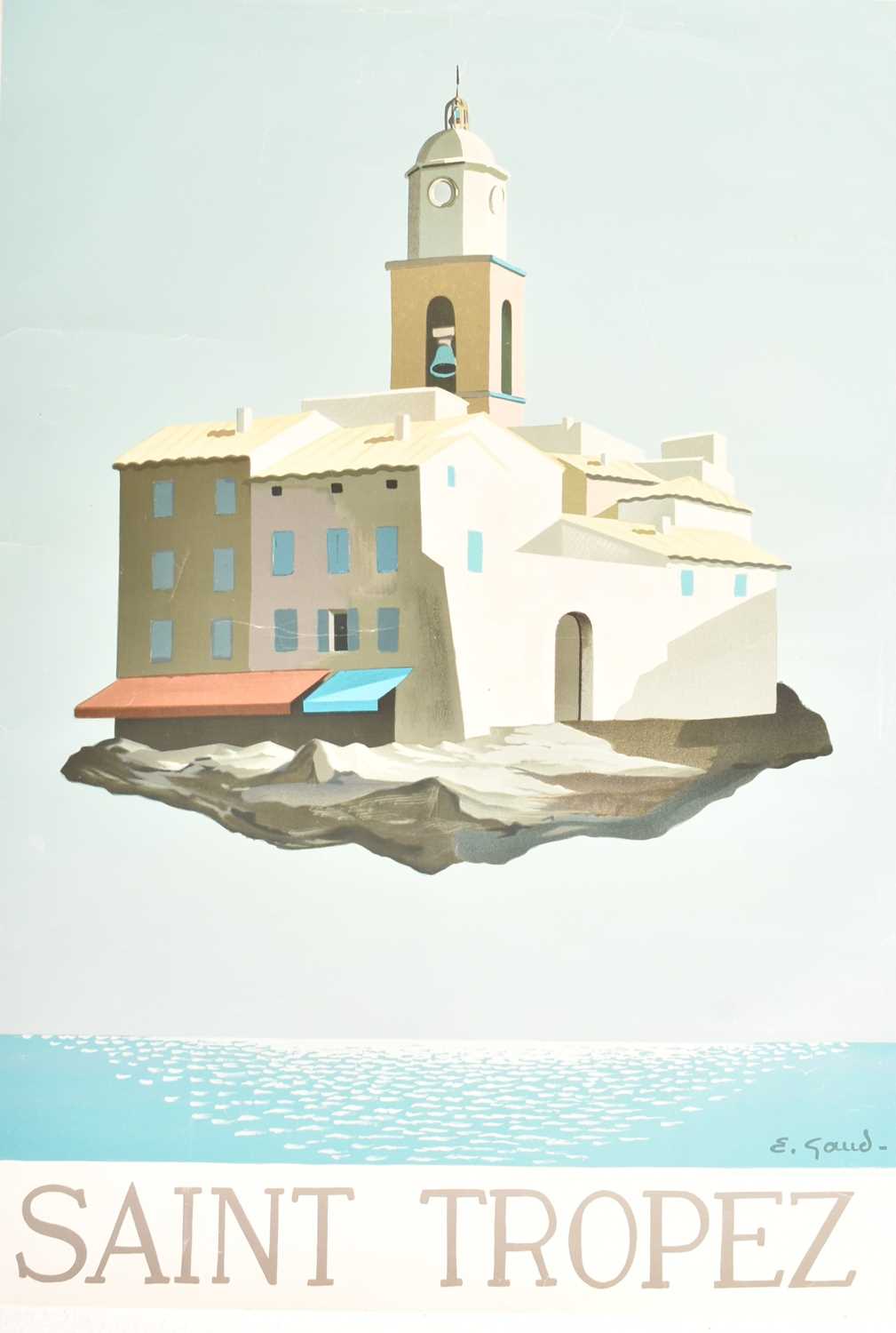 Lot 62 - SAINT TROPEZ - EMILE GAUD -1980S TRAVEL ADVERTISING POSTER