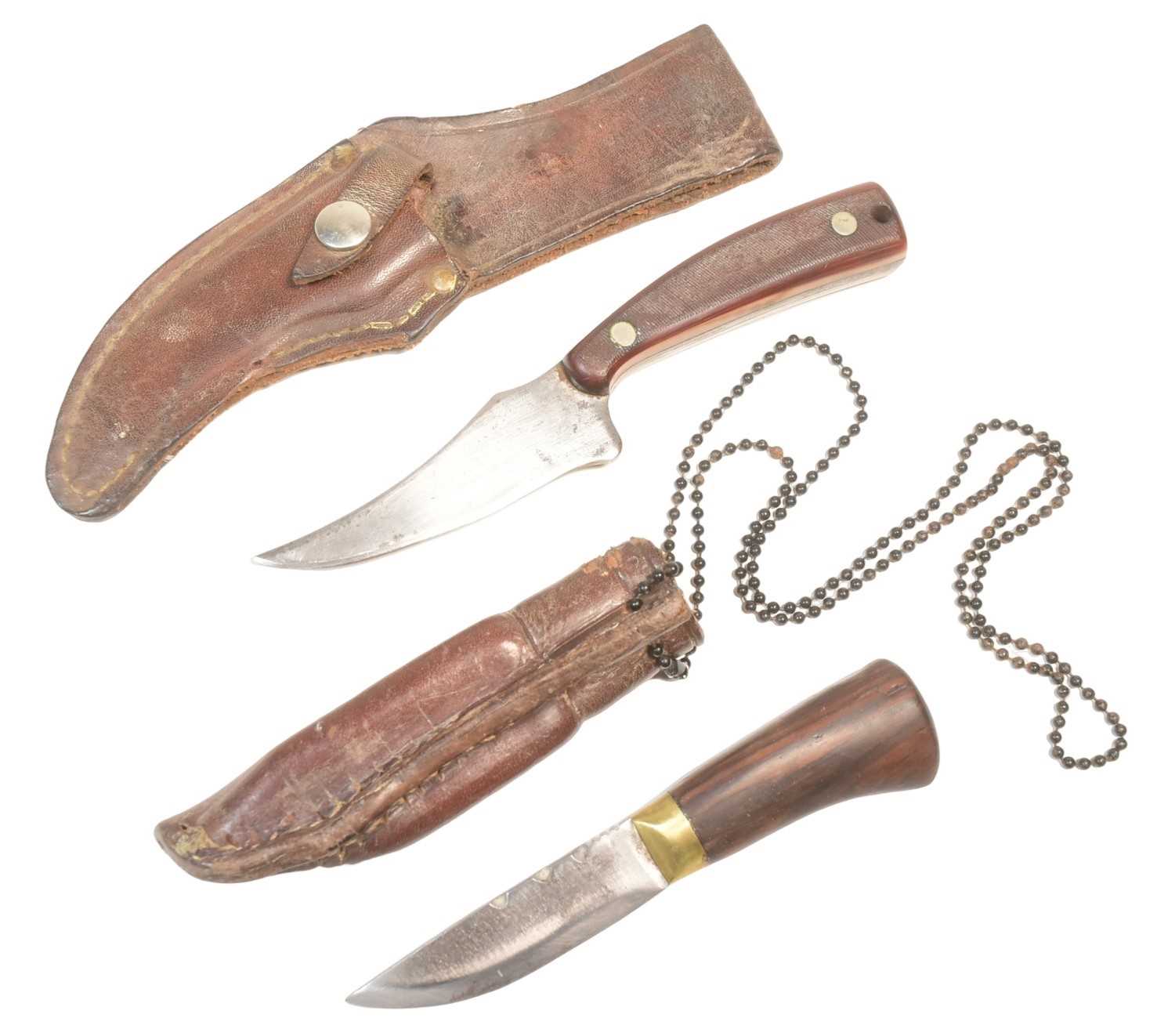 Lot 351 - VINTAGE SCOTTISH SGIAN DUBH & AMERICAN OLD TIMER SHARPFINGER KNIFE