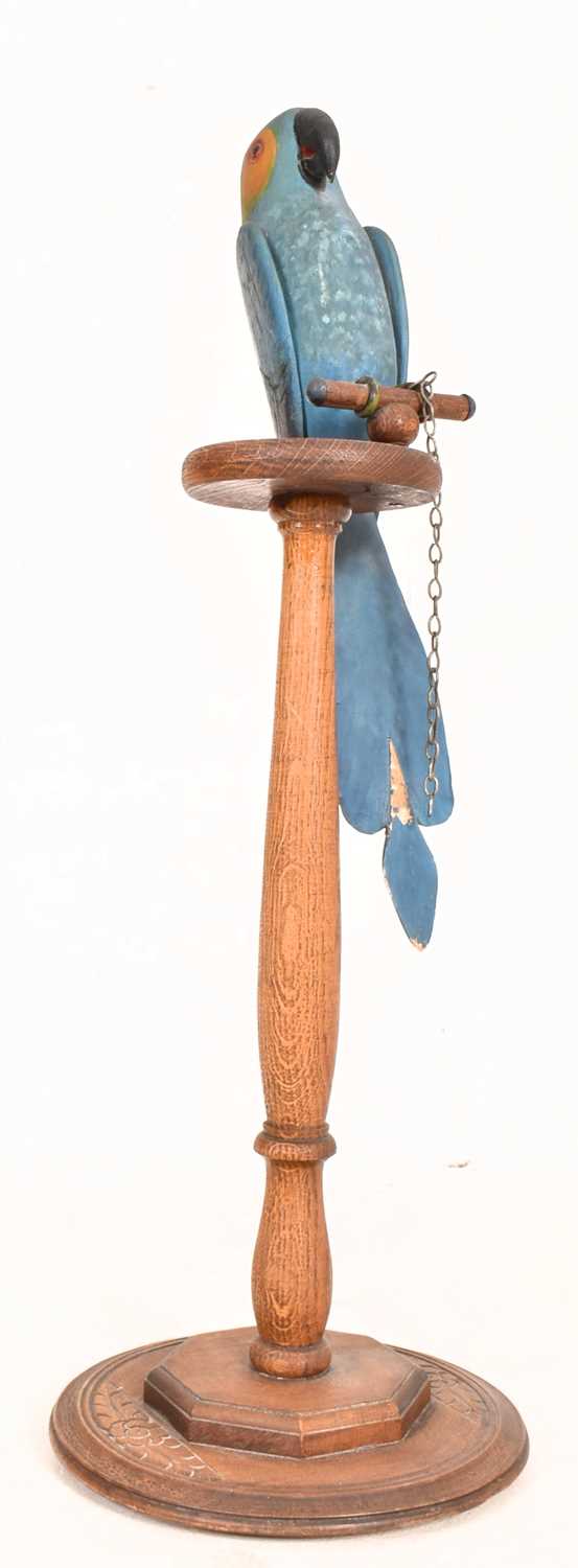 Lot 269 - EARLY 20TH CENTURY PAINTED PARROT RAISED ON ART DECO ASHTRAY STAND