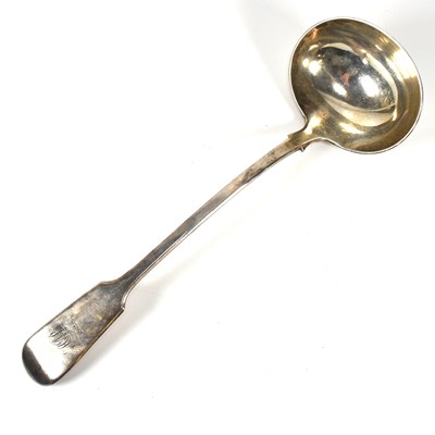 Lot 50 - 19TH CENTURY SILVER HALLMARKED SOUP / PUNCH LADLE