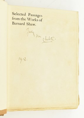 Lot 33 - BERNARD SHAW, GEORGE. 1912 SELECTED PASSAGES PRESENTATION COPY FROM CHARLOTTE F. SHAW