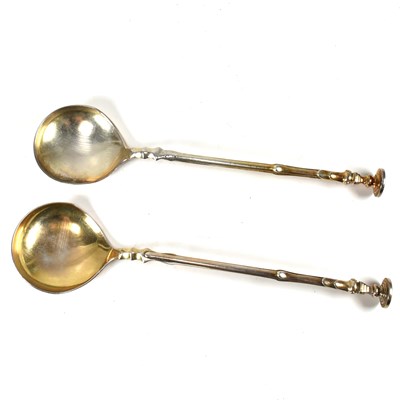 Lot 135 - PAIR 19TH CENTURY SILVER HALLMARKED SERVING SPOONS