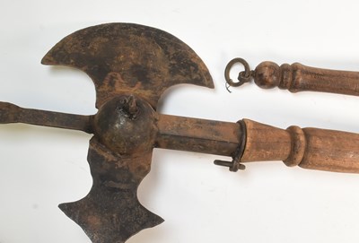 Lot 193 - REENACTMENT BATTLE AXE & FLAIL HEADED MACE