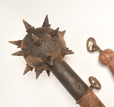Lot 193 - REENACTMENT BATTLE AXE & FLAIL HEADED MACE