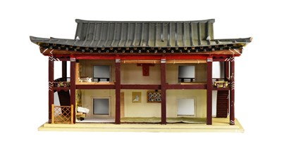 Lot 68 - DOLLS HOUSE - LARGE WOODEN JAPANESE TEMPLE DOLL HOUSE