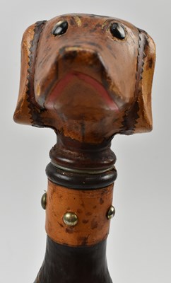 Lot 68 - ITALIAN EMPOLI STYLE MID CENTURY CIRCA 1950S LEATHER DACHSHUND DECANTER
