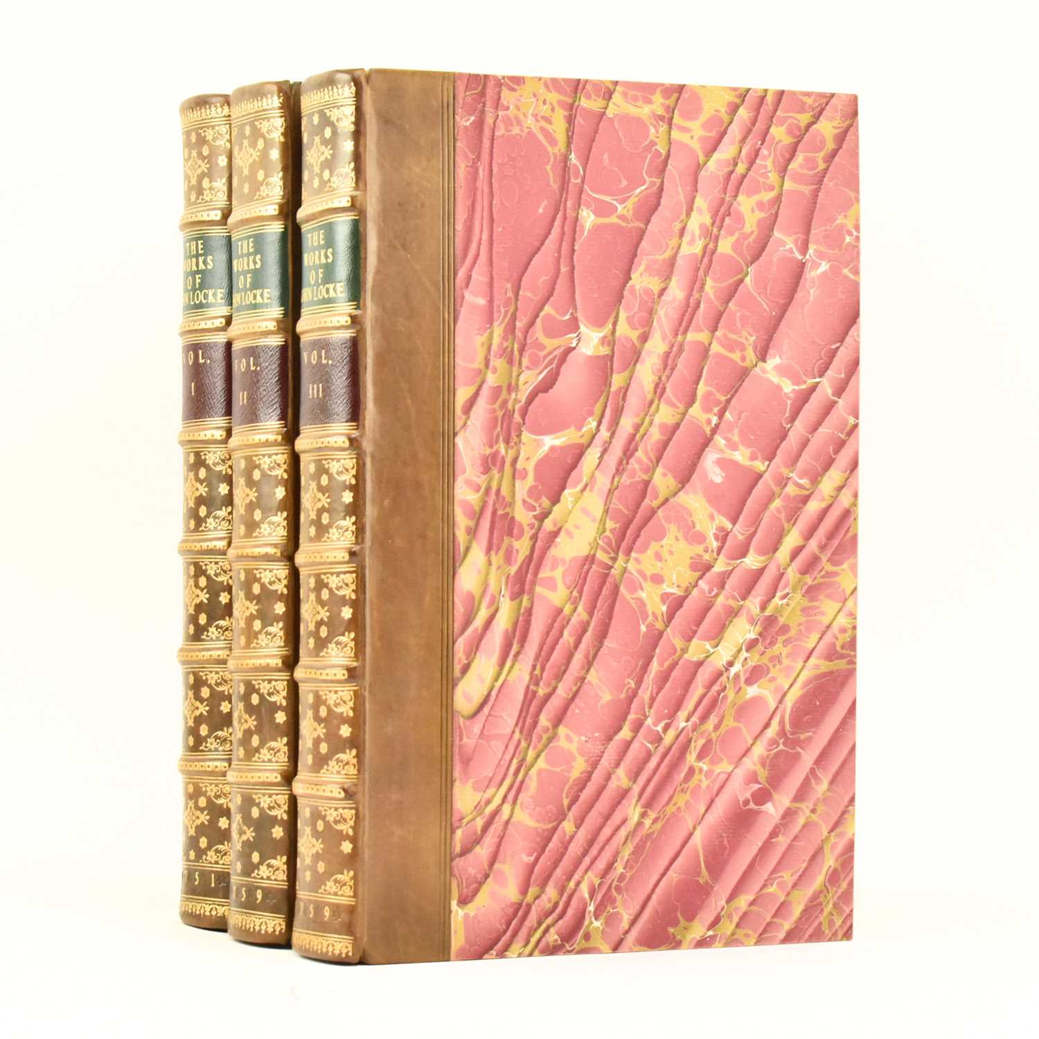 Lot 7 - LOCKE, JOHN. 1751 THE WORKS IN THREE VOLUMES RECENT QUARTER CALF FINE BINDINGS