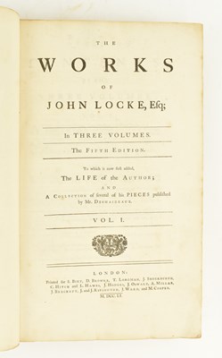 Lot 7 - LOCKE, JOHN. 1751 THE WORKS IN THREE VOLUMES RECENT QUARTER CALF FINE BINDINGS