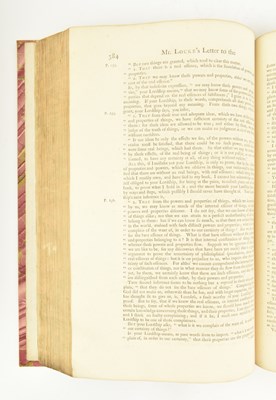 Lot 7 - LOCKE, JOHN. 1751 THE WORKS IN THREE VOLUMES RECENT QUARTER CALF FINE BINDINGS