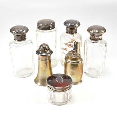 Lot 182 - HALLMARKED SILVER PEPPERETTES & HALLMARKED SILVER PERFUME BOTTLES