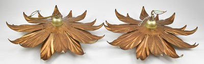 Lot 332 - PAIR OF HOLLYWOOD REGENCY 20TH CENTURY GOLD FLOWER CEILING LIGHTS