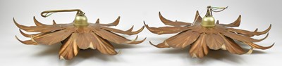 Lot 332 - PAIR OF HOLLYWOOD REGENCY 20TH CENTURY GOLD FLOWER CEILING LIGHTS
