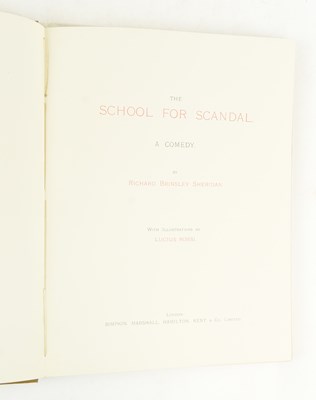 Lot 242 - SHERIDAN, RICHARD BRINSLEY. 1894 THE SCHOOL FOR SCANDAL IN DUST WRAPPER & BOX